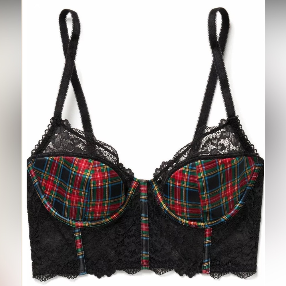 Adore Me Plaid and Lace Bralette